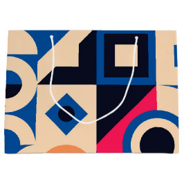 カラフル円の幾何学的パターン ラージペーパーバッグ