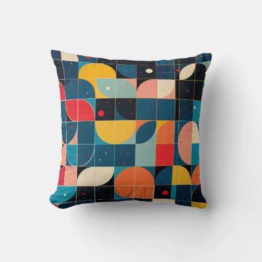 カラフル円の形状の変化のグリッド クッション (正面)