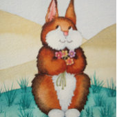 カラフル写真の可愛い茶色のウサギ キッズビーチサンダル