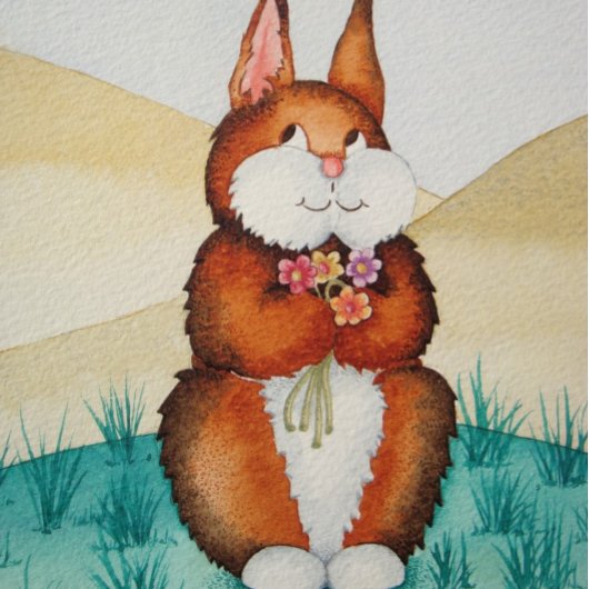 カラフル写真の可愛い茶色のウサギ キッズビーチサンダル