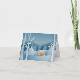 カラフル冬の赤キツネ ノートカード