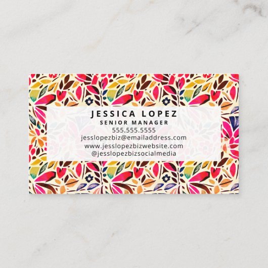 カラフル切り出しフローラプロフェッショナル名刺 名刺 (裏面)