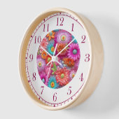 カラフル刺フェイク縫フローラエレガント女性 壁時計 (傾斜)