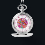 カラフル刺フェイク縫フローラエレガント女性 腕時計<br><div class="desc">カラフル刺フェイクしゅうフローラエレガント女性時計は、ピンク、紫、オレンモダンジ、ブルーおよびイエローのフェイクトレンディーカラフル刺しゅうフローラを備えている。Evco Studio www.zazzle.com/store/evcostudioによって作成</div>