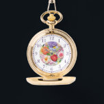 カラフル刺フェイク縫フローラスタイリッシュ女性 腕時計<br><div class="desc">フェイク刺カラフルしゅうフローラスタイリッシュ女性はパステルの緑の背景にフェイク、ピンク、紫、オレンジと赤のトレンディーカラフル刺しゅうフローラを備えている。Evco Studio www.zazzle.com/store/evcostudioによって作成</div>