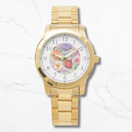 カラフル刺フェイク縫フローラスタイリッシュ女性 腕時計