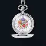 カラフル刺フェイク縫フローラスタイリッシュ女性 腕時計<br><div class="desc">フェイク刺カラフルしゅうフローラスタイリッシュ女性はパステルの緑の背景にフェイク、ピンク、紫、オレンジと赤のトレンディーカラフル刺しゅうフローラを備えている。Evco Studio www.zazzle.com/store/evcostudioによって作成</div>