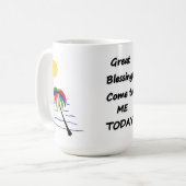 カラフル前向き恵み コーヒーマグカップ (正面左)