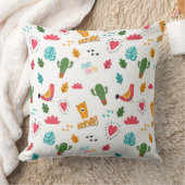 カラフル動物と言葉のパターン クッション (ブランケット)