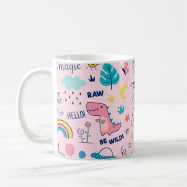 カラフル動物や言葉のパターン コーヒーマグカップ