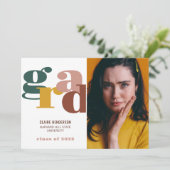 カラフル卒業モダンレトロはっきりした 案内状 (スタンド正面)