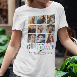 カラフル卒業記念写真コラージュTシャツ Tシャツ<br><div class="desc">卒業式パーソナライズされたのtシャツは、卒業生の9写真のコラージュテンプレート、ことわざの「卒業生の親誇りを持った」、その名前、学校、学年を特徴としている。写真のヒント：アップロード前に写真を正方形に切り取り、被写体が結果の中心に最高のあることを確認。</div>