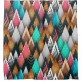 カラフル南モダン南アステカティール（緑がかった色）ピンクブラウン シャワーカーテン (正面)