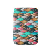 カラフル南モダン南アステカティール（緑がかった色）ピンクブラウン バスマット (正面縦)