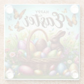 カラフル卵の入ったハッピーイースター ガラスコースター (裏面)