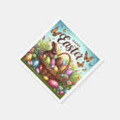 カラフル卵の入ったハッピーイースター スタンダードカクテルナプキン (角)