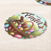 カラフル卵の入ったハッピーイースター ペーパーコースター (アングル)