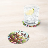 カラフル卵の入ったハッピーイースター ペーパーコースター (インサイチュ)