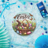 カラフル卵の入ったハッピーイースター ペーパープレート (パーティー)