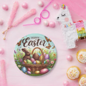 カラフル卵の入ったハッピーイースター ペーパープレート (パーティー)