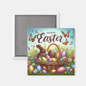 カラフル卵の入ったハッピーイースター マグネット (正面/裏面)