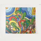 カラフル収縮フローラビーチベクターイラストレーション タペストリー (正面(横))