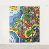 カラフル収縮フローラビーチベクターイラストレーション タペストリー (正面)