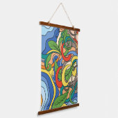 カラフル収縮フローラビーチベクターイラストレーション 吊り下げ型タペストリー (傾斜あり)