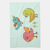 カラフル可愛いお洒落鳥たち キッチンタオル (縦)