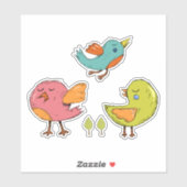 カラフル可愛いお洒落鳥たち シール (シート)