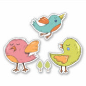 カラフル可愛いお洒落鳥たち シール (正面)