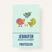 カラフル可愛いお洒落鳥たち バッジ (正面)