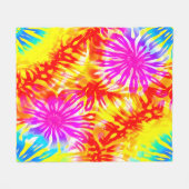 カラフル可愛いくもの巣インスパイアデザイン絞り染め フリースブランケット (正面(横))