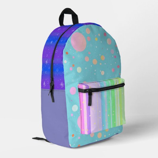 カラフル可愛いクリエイティブアート プリントバックパック (裏面左端)