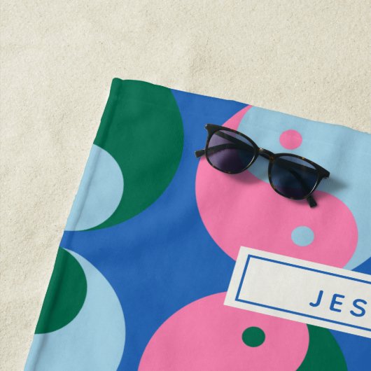 カラフル可愛いレトロ陰陽ブパーソナライズされたルー ビーチタオル (インサイチュ)