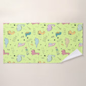 カラフル可愛い恐竜の漫画パターン バスタオル (バスタオル)