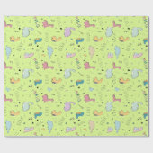 カラフル可愛い恐竜の漫画パターン ラッピングペーパー (フラット)