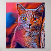 カラフル可愛お洒落い猫ポートレート ポスター (正面)