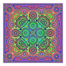 カラフル同心円のタイルデザイン ポスター