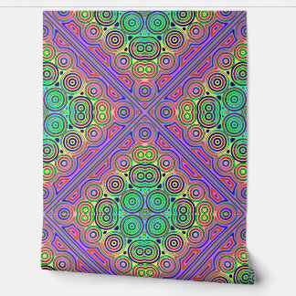 カラフル同心円のタイルデザイン 壁紙