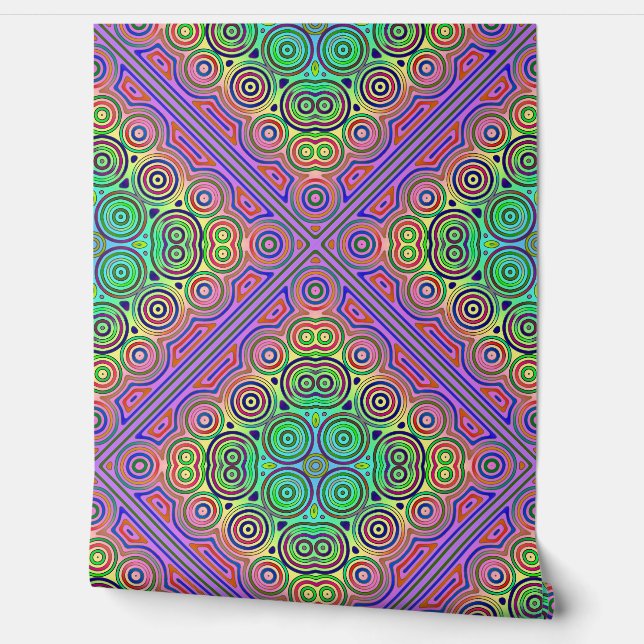 カラフル同心円のタイルデザイン 壁紙 (ほどく)