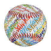 カラフル名パターンパーソナライズされた 野球ボール (裏面)