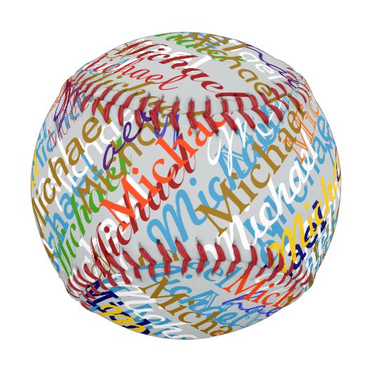 カラフル名パターンパーソナライズされた 野球ボール (正面)