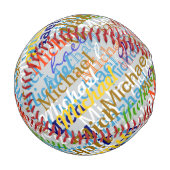 カラフル名パターンパーソナライズされた 野球ボール (正面左)