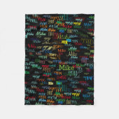カラフル名前をカスタムするオンブラック フリースブランケット (正面)