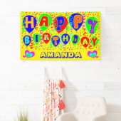 カラフル名前をカスタムするハッピーバースデー 横断幕 (インサイチュ)