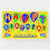 カラフル名前をカスタムするハッピーバースデー 横断幕 (横)