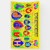 カラフル名前をカスタムするハッピーバースデー 横断幕 (縦)