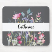 カラフル名前をカスタムする灰色マウスPのワイルドフラワー マウスパッド (正面)