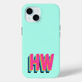 カラフル名門私立校風のイニシャル iPhone 15ケース